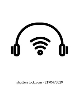 Headphone icon with signal. icon related to electronic, technology, smart device, line icon style. Simple design editable