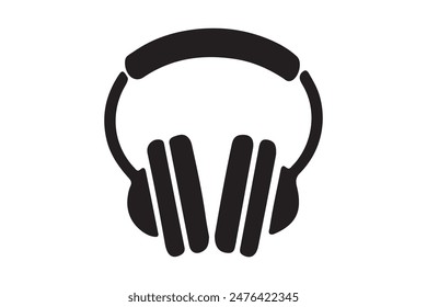 Vector de silueta de ícono de auriculares aislado sobre un fondo blanco