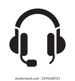 Headphone icon silhouette vector isolated on white background. Minimalist headphones symbol illustration.