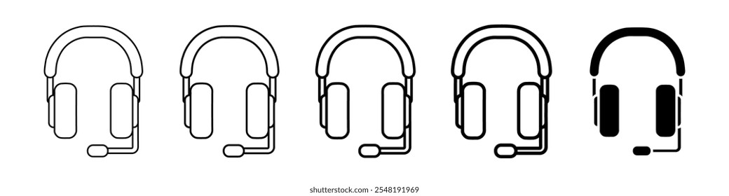 headphone icon Simple thin line logo set