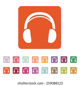 The headphone icon. Sound symbol. Flat Vector illustration. Button Set