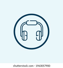 Icono de auriculares con una onda sonora. Icono de auriculares con un vector de onda sonora. Icono de audífono aislado en fondo blanco. Icono de audífono estilo moderno y plano.