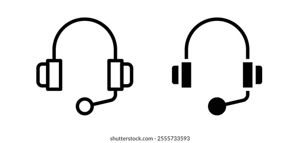 Headphone icon symbol collection on white background.