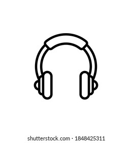 Símbolo de icono de auriculares vector sobre fondo blanco.