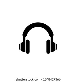 Símbolo de icono de auriculares vector sobre fondo blanco.