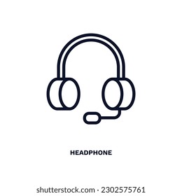 Kopfhörersymbol. Thin-line-Headphone-Symbol aus der Film- und Theaterkollektion. Rahmenvektor einzeln auf weißem Hintergrund. Bearbeitbare Kopfhörer-Symbole können im Internet und auf Mobiltelefonen verwendet werden