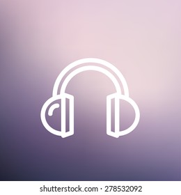 Headphone icon thin line for web and mobile, modern minimalistic flat design. Vector white icon on gradient mesh background.