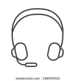 Headphone icon thin line in white background