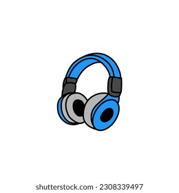 Kopfhörersymbol Vektorblau mit weißem Hintergrund für Musikkonzertposter, Vektorgrafik, Symboldesign