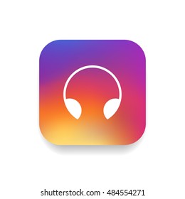 Headphone icon vector, clip art. Also useful as logo, square app icon, web UI element, symbol, graphic image, silhouette and illustration.