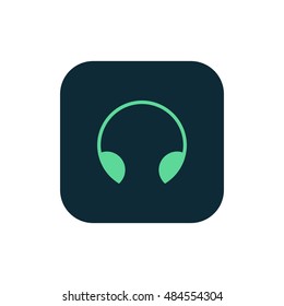 Headphone icon vector, clip art. Also useful as logo, square app icon, web UI element, symbol, graphic image, silhouette and illustration.