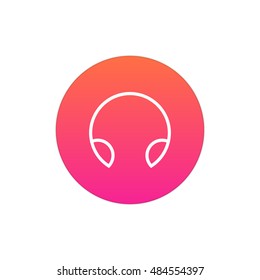 Headphone icon vector, clip art. Also useful as logo, circle app icon, web UI element, symbol, graphic image, silhouette and illustration.