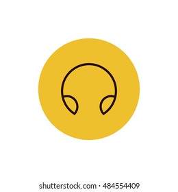 Headphone icon vector, clip art. Also useful as logo, circle app icon, web UI element, symbol, graphic image, silhouette and illustration.