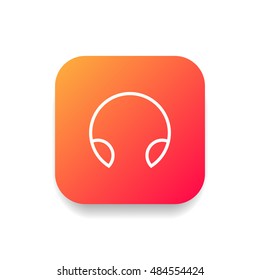 Headphone icon vector, clip art. Also useful as logo, square app icon, web UI element, symbol, graphic image, silhouette and illustration.