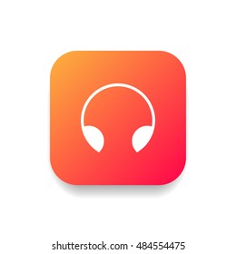 Headphone icon vector, clip art. Also useful as logo, square app icon, web UI element, symbol, graphic image, silhouette and illustration.
