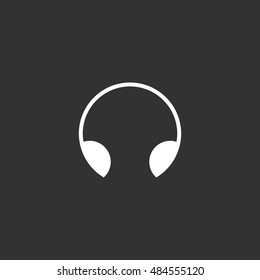 Headphone icon vector, clip art. Also useful as logo, web UI element, symbol, graphic image, silhouette and illustration.