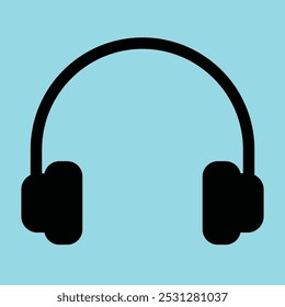 Diseño de Vector de icono de auriculares sobre fondo azul.