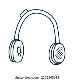 Headphone icon vector doodle sketch style