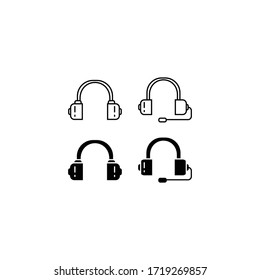 Vector de iconos de auriculares. Earphone. Estilo de icono de línea y sólido.