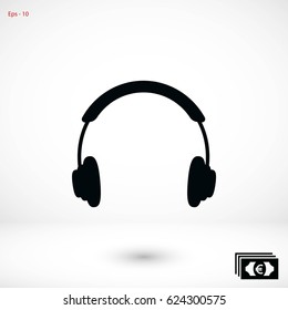 headphone icon vector, flat design best vector icon