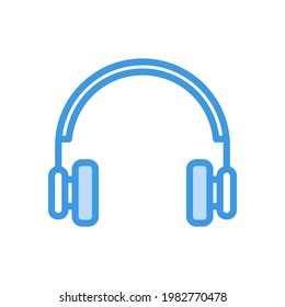 Icono de audífono en azul sobre multimedia para cualquier proyecto, uso para presentación de aplicación móvil del sitio web
