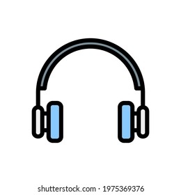 Headphone icon vector illustration in filled line style about multimedia for any projects, use for website mobile app presentation