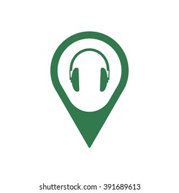  Headphone icon, vector illustration. Flat design style