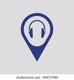  Headphone  icon, vector illustration. Flat design style