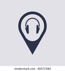  Headphone  icon, vector illustration. Flat design style