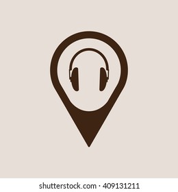  Headphone  icon, vector illustration. Flat design style