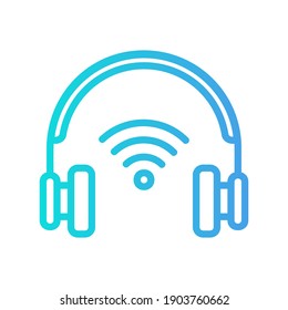 Headphone-Symbol im Farbverlauf-Stil über Internet-Dinge für jedes Projekt, Verwendung für Website-Mobil-App-Präsentation