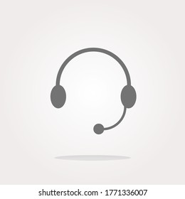 Icono de auriculares. Ilustración vectorial. Señal de icono de auriculares gris