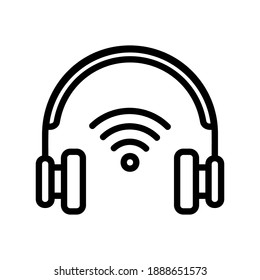 Headphone icon vector illustration in line style about internet of things for any projects, use for website mobile app presentation