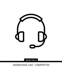 Headphone Icon Vector Illustration Logo Template