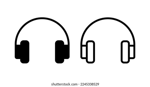 Ilustración vectorial de iconos de auriculares. Signo y símbolo de auriculares