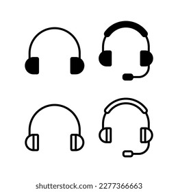 Ilustración vectorial de iconos de auriculares. Signo y símbolo de auriculares