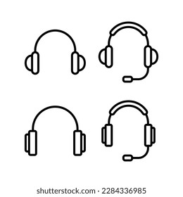 Ilustración vectorial de iconos de auriculares. Signo y símbolo de auriculares
