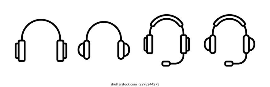 Ilustración vectorial de iconos de auriculares. Signo y símbolo de auriculares