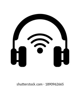 Headphone icon vector illustration in solid style about internet of things for any projects, use for website mobile app presentation