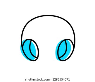Headphone icon vector linear colorful style