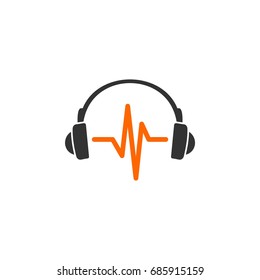 Headphone icon vector Logo Template Illustration Design. Vector EPS 10.