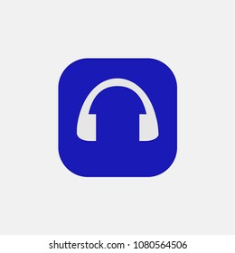 headphone icon vector on blue
