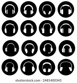 Kopfhörer-Symbol Vektorgrafik Set. Ohrhörer Illustration Zeichen Kollektion. Kundenservice Symbol. Call Center-Logo.