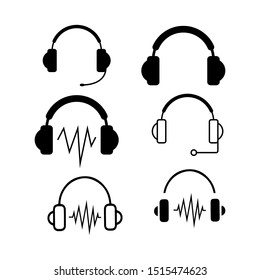 Headphone icon vector in set  style design template