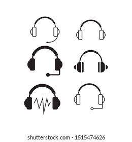 Headphone icon vector in set style design template