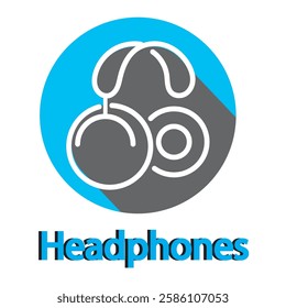 headphone icon vector White color with white background for music concert poster, cute and unique headphone icon