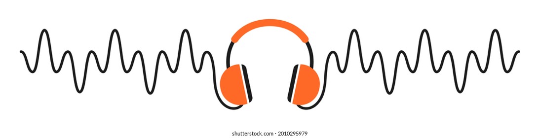 Headphone icon with wave cord