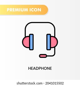 headphone icon for your website design, logo, app, UI. Vector graphics illustration and editable stroke. headphone icon lineal color design.