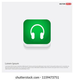 Headphone iconGreen Web Button - Free vector icon