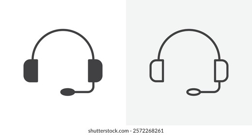 Headphone icons. flat and line style set